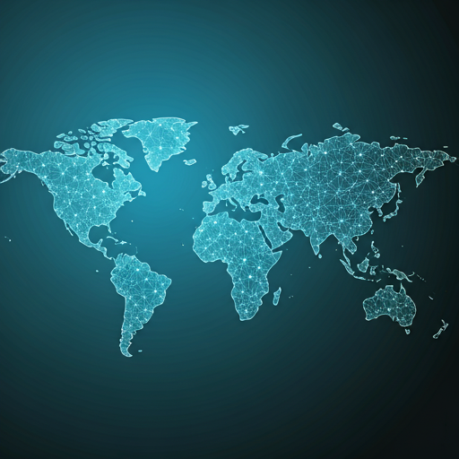 Abstract blue map of the world showing connectivity